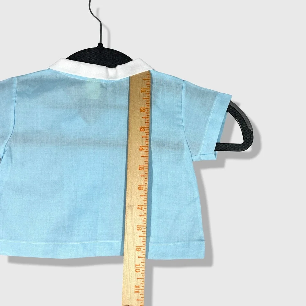 Unbranded Button Up‎ Shirt Kids 12M Blue Vintage Mid Century Aesthetic Nautical